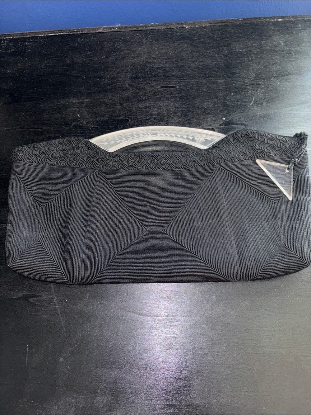 Vintage 1930s–40s Black Soutache Evening Clutch w/ Lucite Handles – Rare